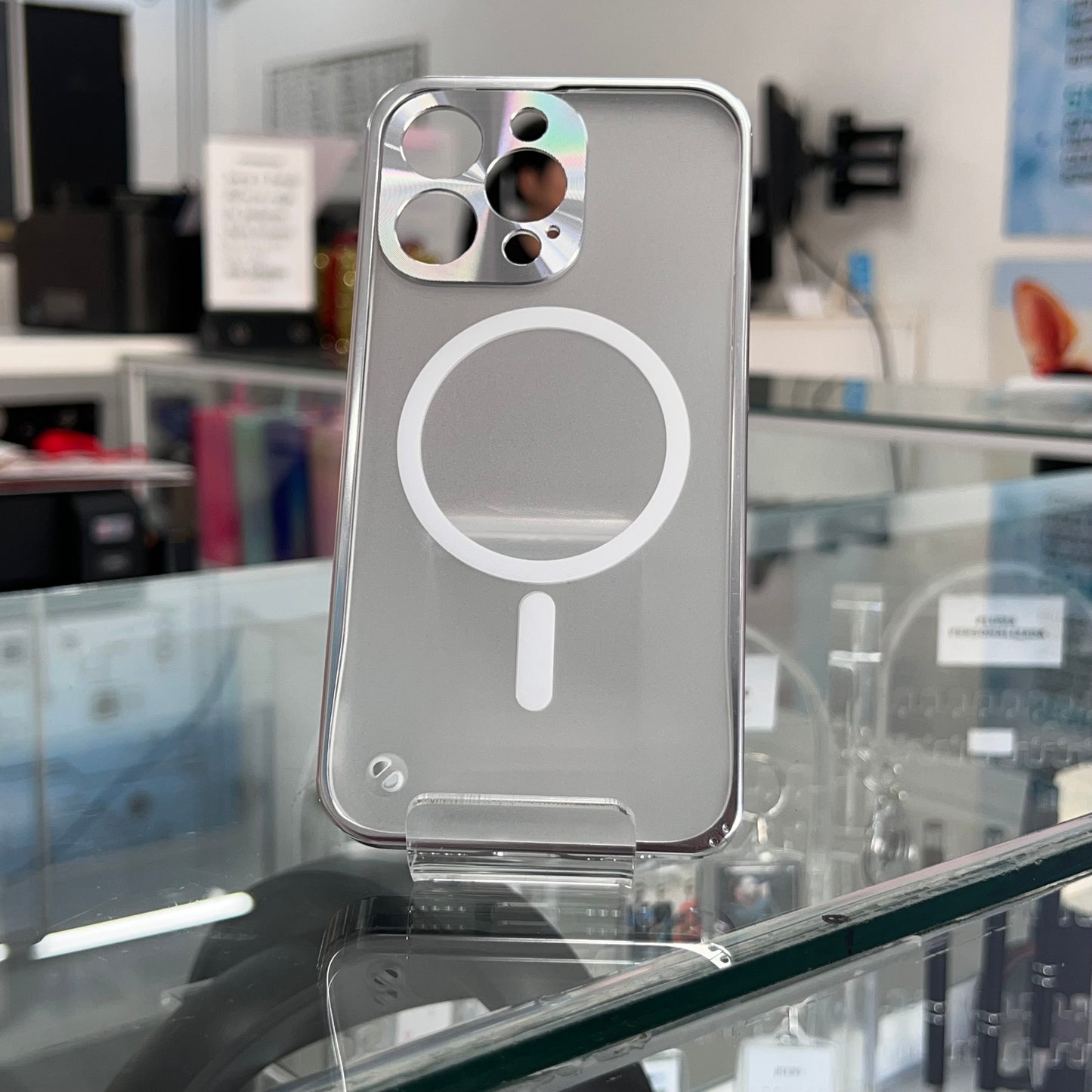 Funda Magsafe Metalico Iph 13 Pro Plata