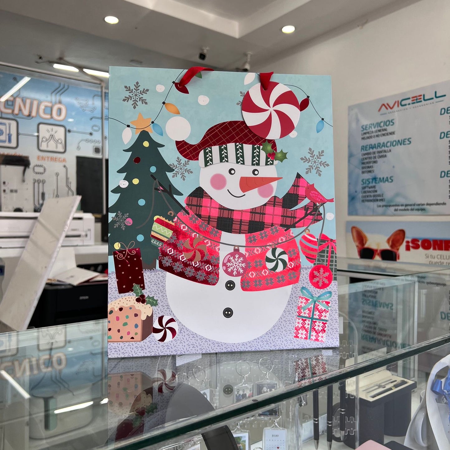 Bolsa De Regalo Mediana Snowman Navideño