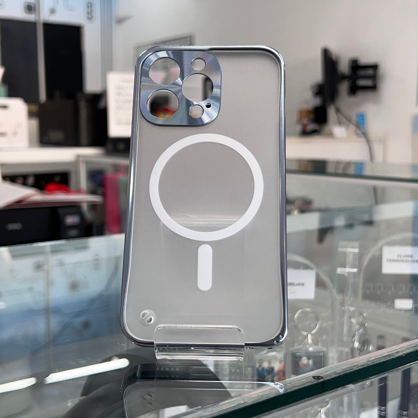 Funda Magsafe Metalico Iph 13 Pro Azul