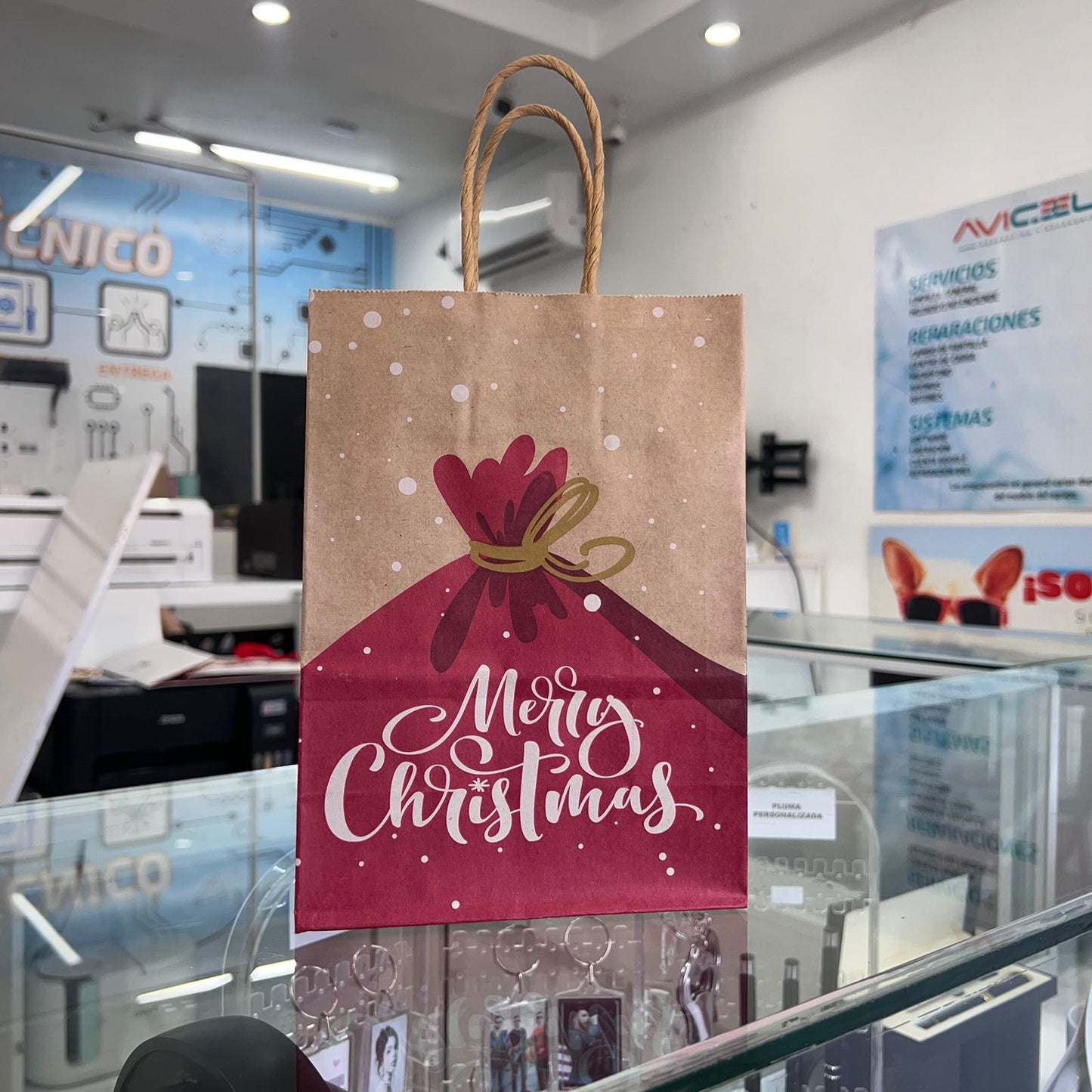 Bolsa De Regalo Kraft Mini Merry Christmas