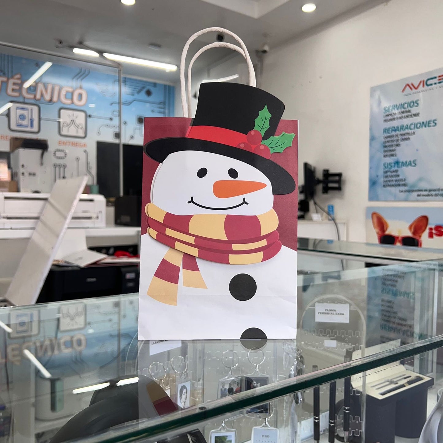 Bolsa De Regalo Kraft Mini Snowman