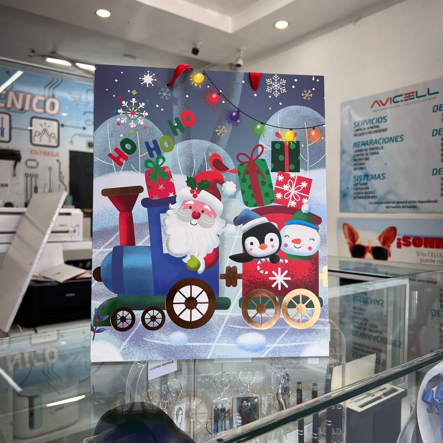 Bolsa De Regalo Mediana Hohoho Tren Navideño