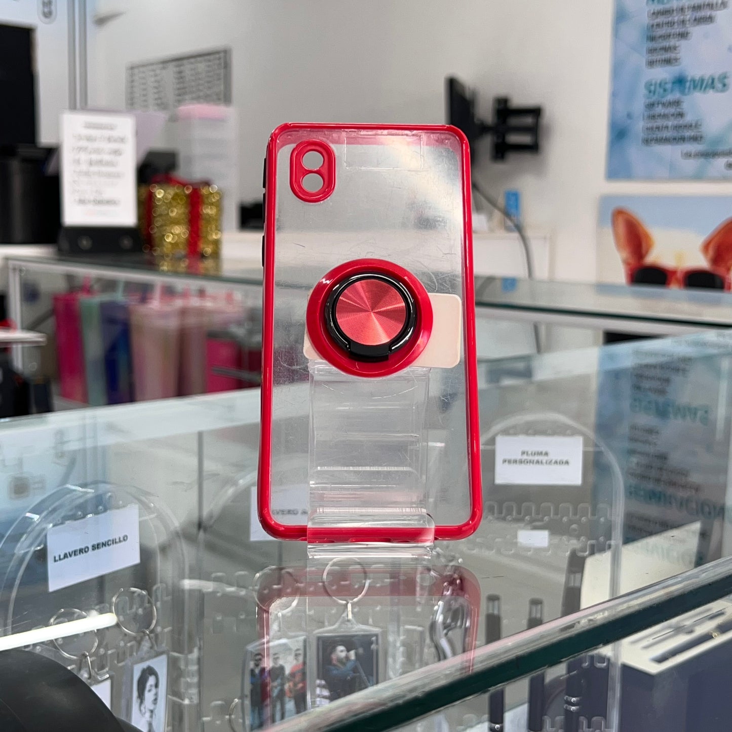 Transparente Anillo Samsung A01 Core Rojo