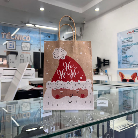 Bolsa De Regalo Kraft Mini Santa Hohoho