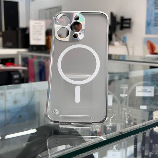 Funda Magsafe Metalico Iph 13 Pro Plata