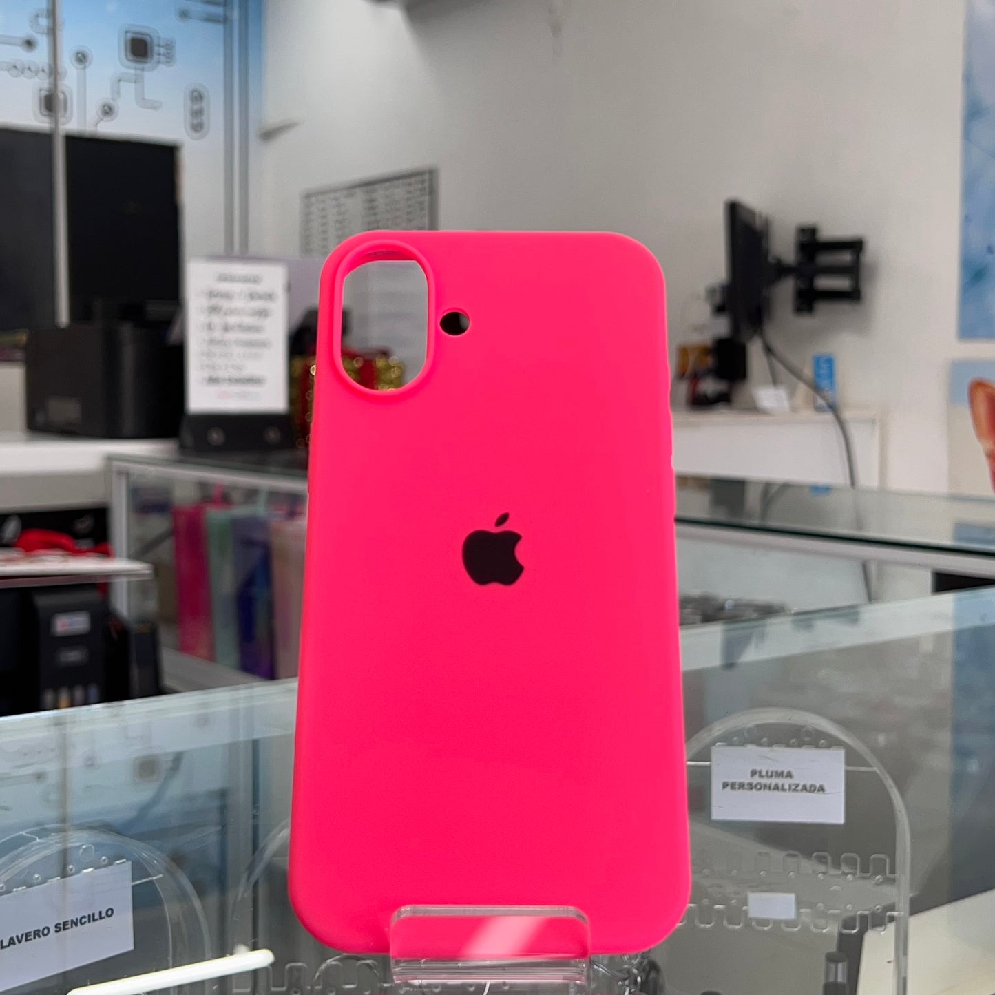 Funda Silicone Case Iph 16 Plus Rosa Neon