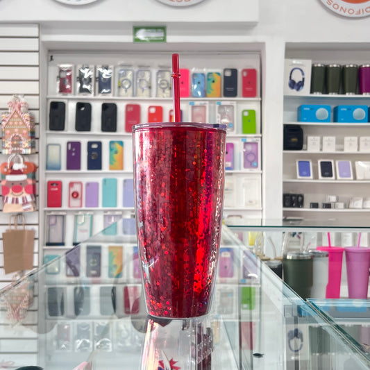 Vaso Glitter 800Ml Vaso Glitter Rojo 800Ml