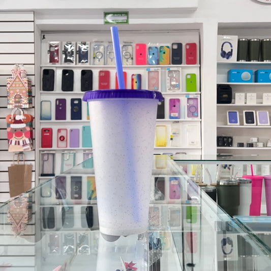 Vaso Tipo Starbucks Tapa Morada