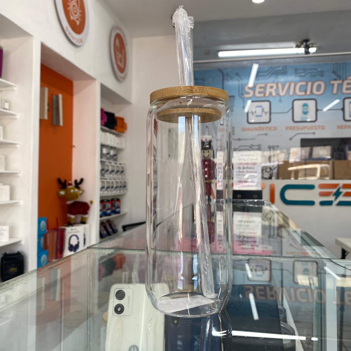 Vaso Cristal Tapa Bambu 20 Oz