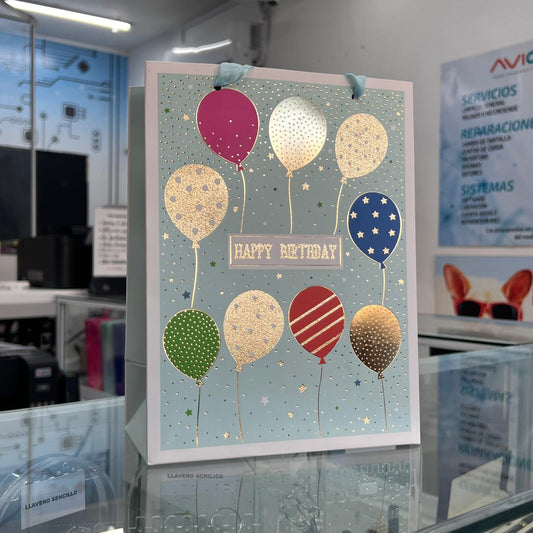 Bolsa De Regalo Chica Globos Happy Birthday