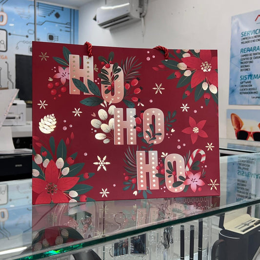 Bolsa De Regalo Mediana Hohoho Flores