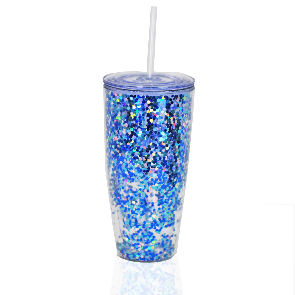 Vaso Glitter Azul Tricolor 800ml