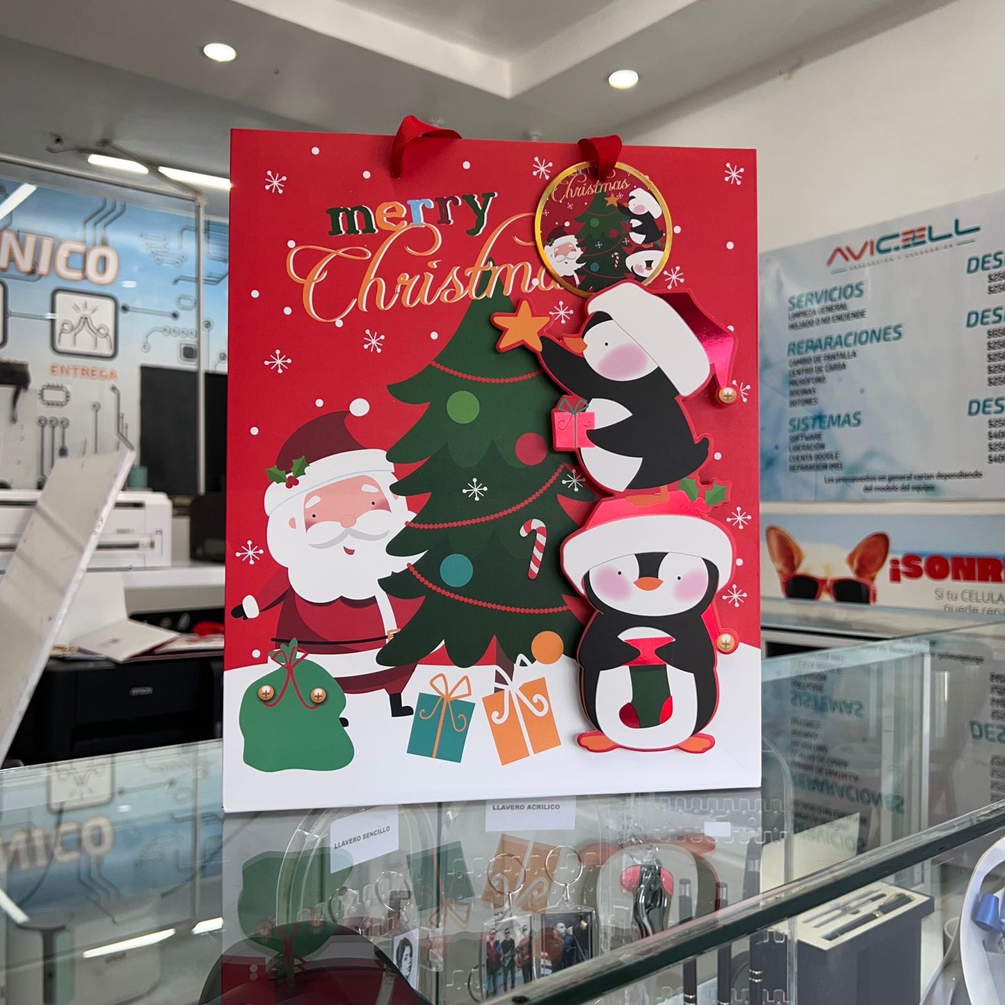 Bolsa De Regalo Mediana Merry Christmas Pino Santa