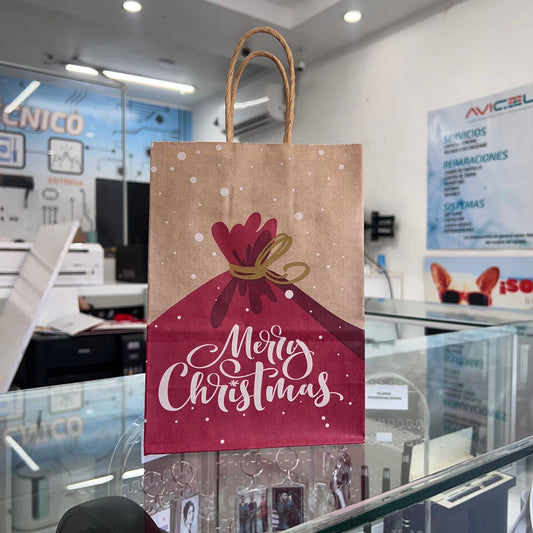Bolsa De Regalo Kraft Mini Merry Christmas