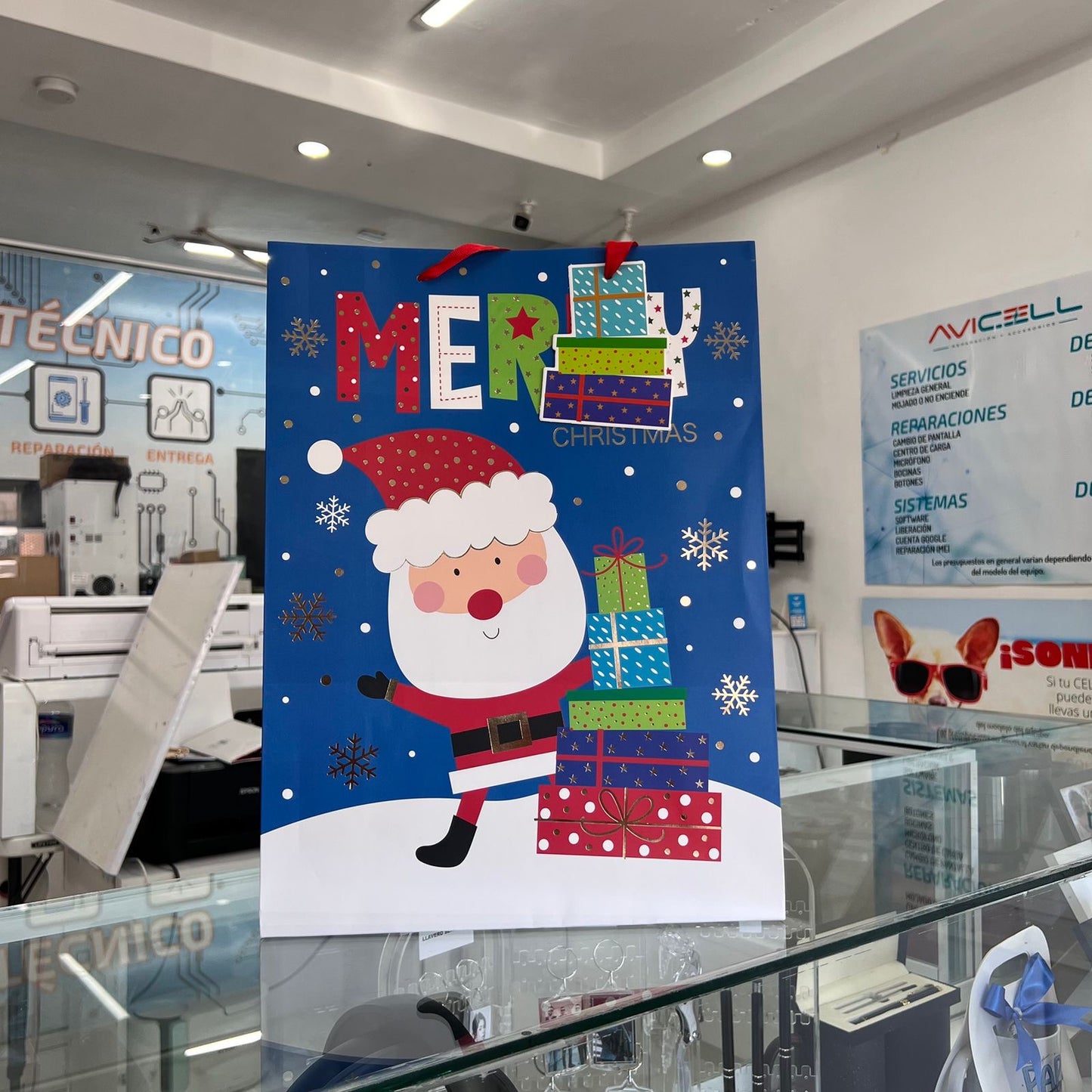 Bolsa De Regalo Grande Santa y Sus Regalos