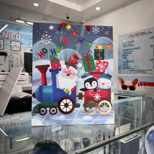 Bolsa De Regalo Mediana Hohoho Tren Navideño